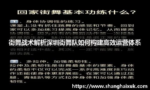 街舞战术解析深圳街舞队如何构建高效运营体系